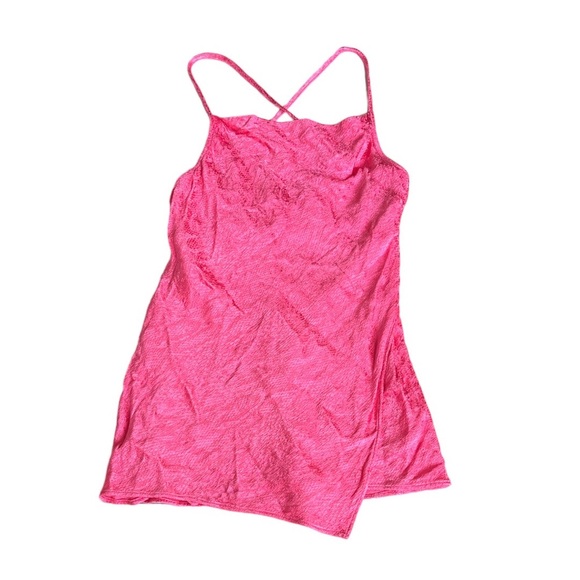 Zara Snake Skin Pattern Spaghetti Strap Mini Dress Pink Size Small - Picture 1 of 7